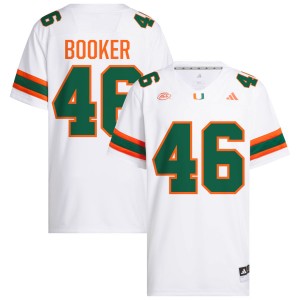 #46 Adam Booker UMiami White Mens Jersey Official College Football 338330-124