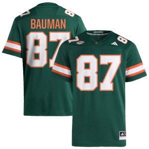 #87 Alex Bauman Miami Hurricanes Green Mens Jerseys Stitched College Football 348080-314