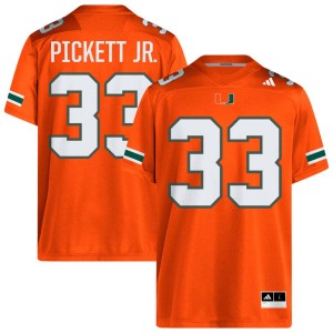 #33 Booker Pickett Jr. UMiami Orange Men's Jerseys Replica College Football 837431-820