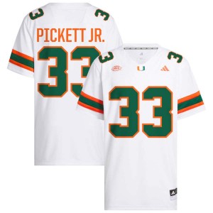 #33 Booker Pickett Jr. University of Miami White Mens Jersey University College Football 961820-182