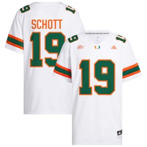 #19 Brock Schott Hurricanes White Mens Jersey Game College Football 969322-788