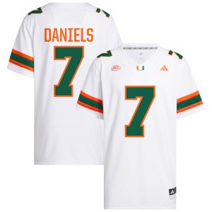 #7 CJ Daniels Miami White Mens Jersey 2025-26 College Football 706679-646