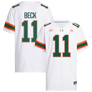 #11 Carson Beck Miami Hurricanes White Men Jersey Limited College Football 525562-451