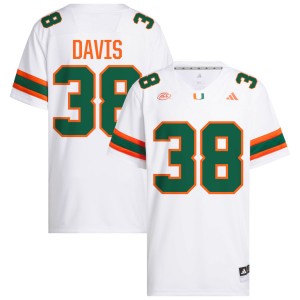 #38 Carter Davis Miami Hurricanes White Mens Jersey Official College Football 873600-311