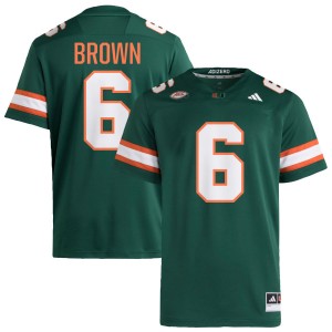 #6 CharMar Brown Hurricanes Green Mens Jerseys University College Football 663964-247