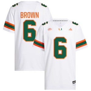 #6 CharMar Brown Miami White Men's Jersey 2025 College Football 596528-909