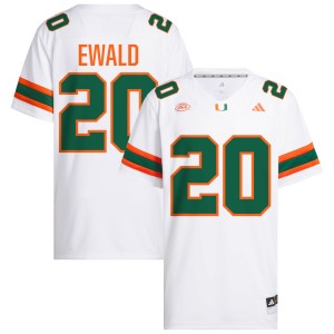 #20 Chris Ewald Jr. Hurricanes White Mens Jerseys Alumni College Football 297825-814