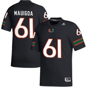 #61 Francis Mauigoa Miami Hurricanes Black Mens Jersey Embroidery College Football 620455-794
