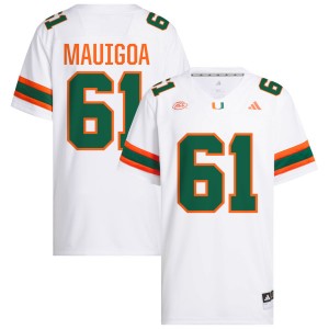 #61 Francis Mauigoa Miami Hurricanes White Mens Jersey Embroidery College Football 192965-773