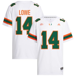 #14 Hayden Lowe UMiami White Men's Jersey Official College Football 753917-273