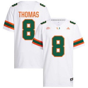 #8 Jakobe Thomas UMiami White Men Jersey Embroidery College Football 591035-562