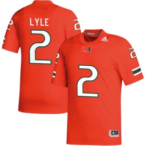 #2 Jordan Lyle University of Miami Orange Men's Jersey Replica College Football 147577-421