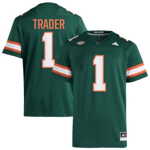 #1 Joshisa Trader University of Miami Green Men's Jerseys Replica College Football 316317-617