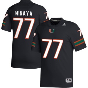 #77 Juan Minaya Hurricanes Black Men's Jersey University College Football 773206-401