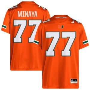 #77 Juan Minaya Hurricanes Orange Men's Jersey Official College Football 795233-276