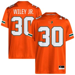 #30 Kellen Wiley Jr. Hurricanes Orange Men Jersey Embroidery College Football 387859-536