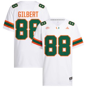 #88 Luka Gilbert Miami White Men's Jerseys Replica College Football 605302-295