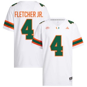 #4 Mark Fletcher Jr. Miami White Men Jersey Player College Football 447950-232