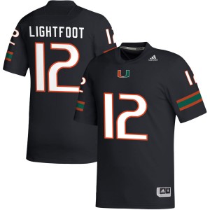 #12 Marquise Lightfoot Miami Black Men Jerseys Game College Football 479451-907