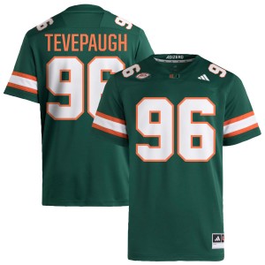 #96 Tucker Tevepaugh University of Miami Green Mens Jersey Limited College Football 731329-621