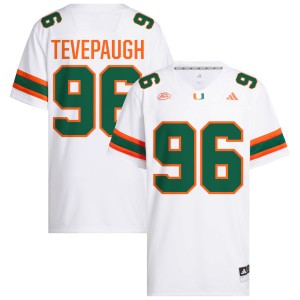 #96 Tucker Tevepaugh Miami White Men's Jerseys Official College Football 619767-652