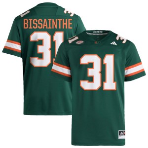 #31 Wesley Bissainthe Hurricanes Green Men's Jersey Limited College Football 235345-487