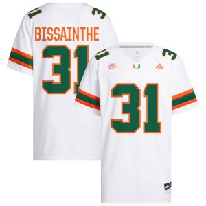 #31 Wesley Bissainthe Miami Hurricanes White Mens Jersey Embroidery College Football 820222-630