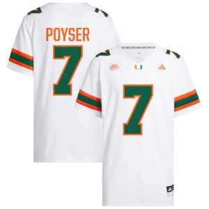 #7 Zechariah Poyser Miami White Mens Jerseys Official College Football 956635-313