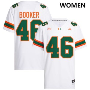 #46 Adam Booker Hurricanes White Womens Jerseys Embroidery College Football 213435-423