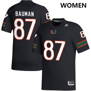 #87 Alex Bauman University of Miami Black Womens Jersey Official College Football 320460-910
