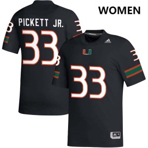 #33 Booker Pickett Jr. Hurricanes Black Women Jersey Game College Football 263195-159