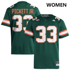 #33 Booker Pickett Jr. Hurricanes Green Women Jersey Player College Football 410289-934