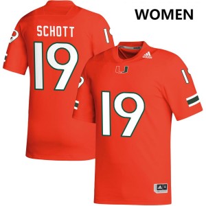 #19 Brock Schott Hurricanes Orange Women Jersey University College Football 465245-102