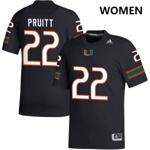 #22 Cam Pruitt UMiami Black Women Jerseys 2025 College Football 749347-820