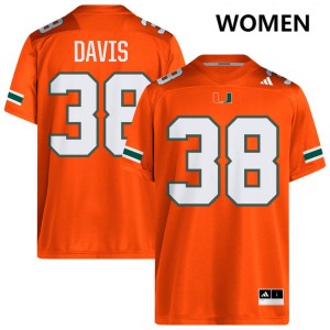 #38 Carter Davis Hurricanes Orange Women's Jerseys 2025 College Football 270266-443