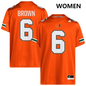 #6 CharMar Brown Hurricanes Orange Womens Jersey Limited College Football 927048-145