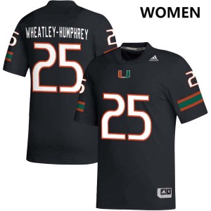 #25 Chris Wheatley-Humphrey Hurricanes Black Women's Jerseys Stitched College Football 866068-618