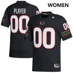 #00 Custom University of Miami Black Women's Jerseys Embroidery College Football 200176-406