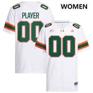 #00 Custom University of Miami White Womens Jerseys Embroidery College Football 207956-161