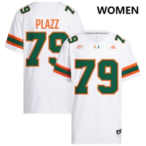 #79 Deryc Plazz Hurricanes White Women's Jersey Stitched College Football 208007-703