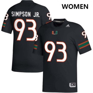 #93 Donta Simpson Miami Black Womens Jerseys Replica College Football 310069-195