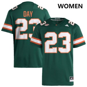 #23 Dylan Day Miami Hurricanes Green Women's Jerseys Embroidery College Football 412862-595