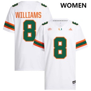 #8 Emory Williams Hurricanes White Women's Jersey NCAA College Football 514690-906