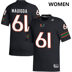 #61 Francis Mauigoa Hurricanes Black Women's Jersey Limited College Football 180395-978