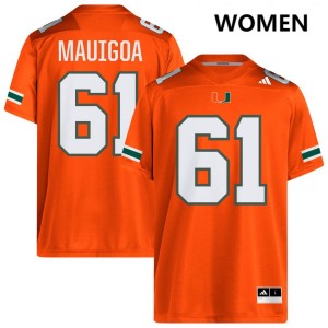 #61 Francis Mauigoa Miami Orange Womens Jersey Embroidery College Football 750817-718
