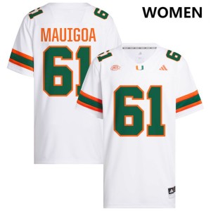 #61 Francis Mauigoa University of Miami White Women Jersey Alumni College Football 696794-353