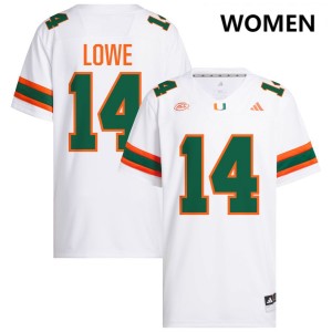 #14 Hayden Lowe University of Miami White Women Jersey 2025-26 College Football 954520-120