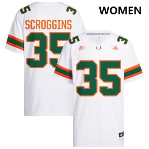 #35 Herbert Scroggins III Miami Hurricanes White Womens Jersey Player College Football 597336-207