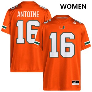 #16 Ja'Boree Antoine Miami Hurricanes Orange Women's Jersey Alumni College Football 326650-250