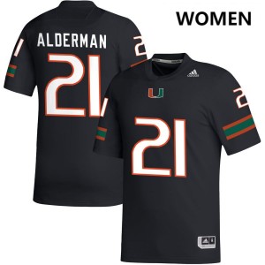 #21 Jaylin Alderman UMiami Black Womens Jerseys Replica College Football 265497-682